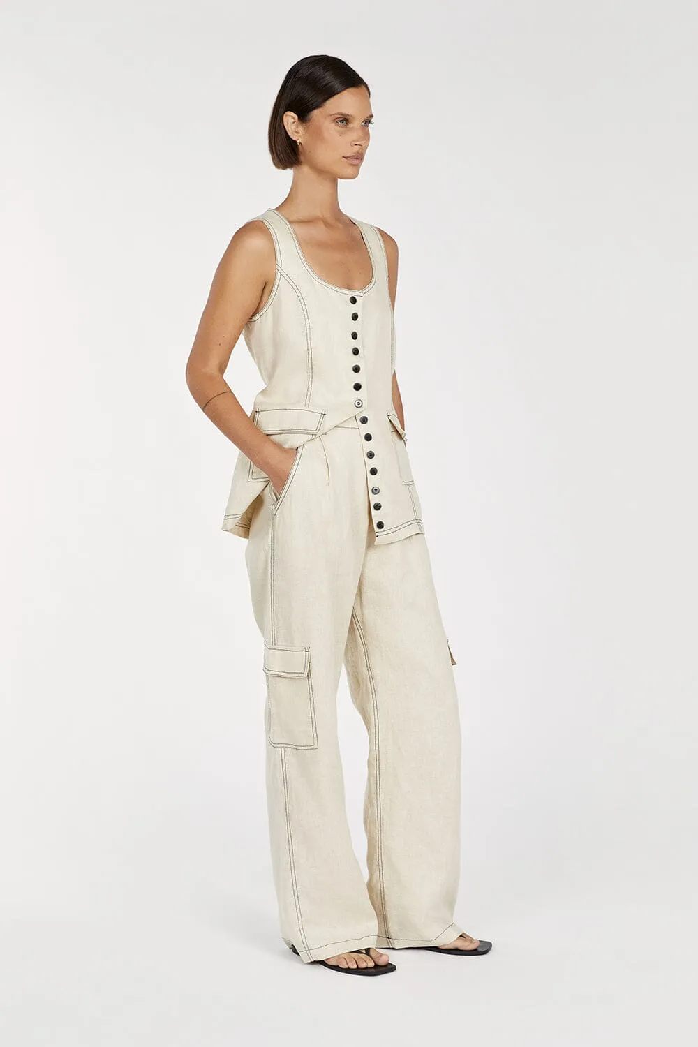 ROSIE PUTTY LINEN LONGLINE VEST