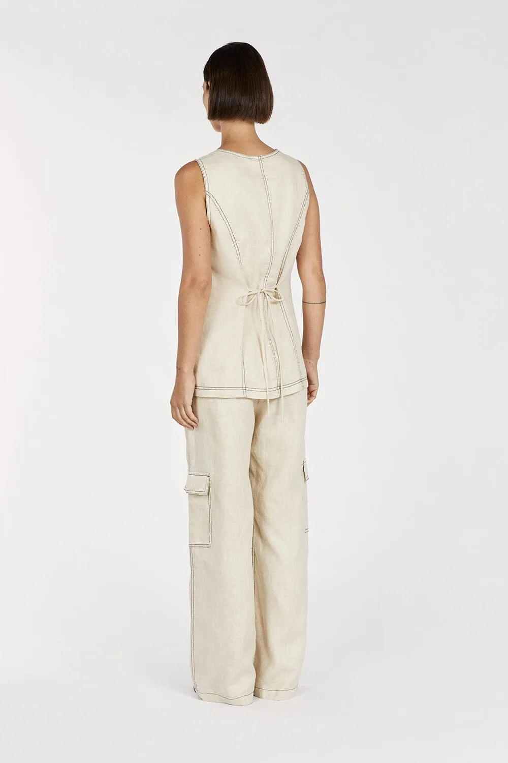 ROSIE PUTTY LINEN LONGLINE VEST