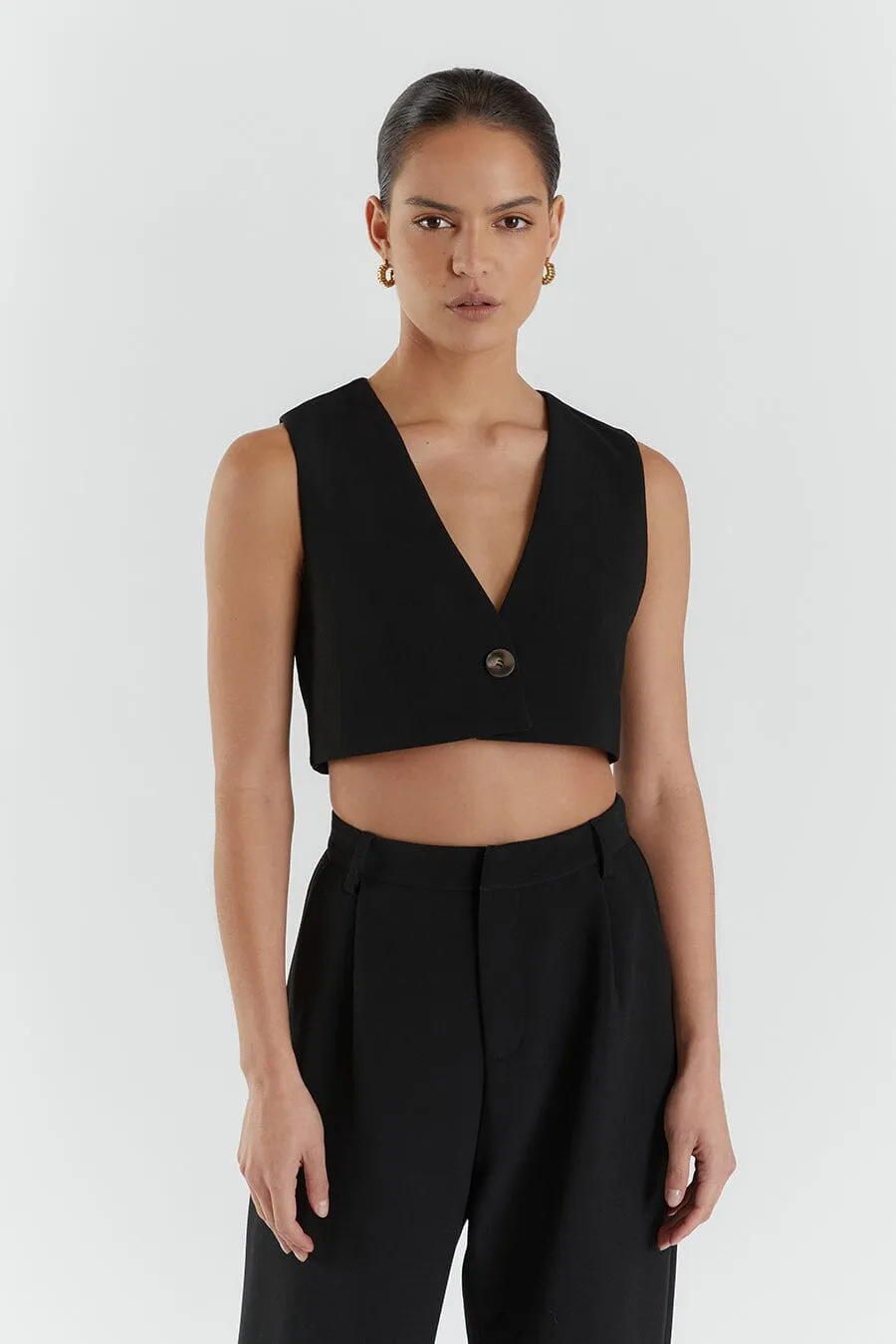 ROWAN BLACK CROPPED VEST