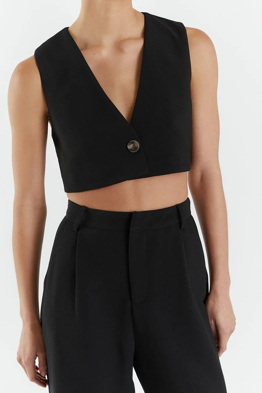 ROWAN BLACK CROPPED VEST