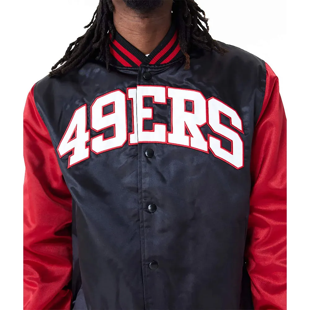 San Francisco 49ers Applique Black and Red Satin Jacket