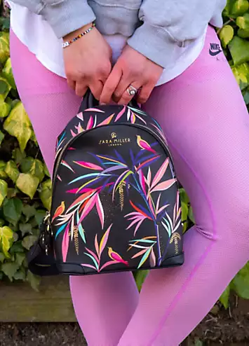 Sara Miller Black Bamboo Mini Backpack