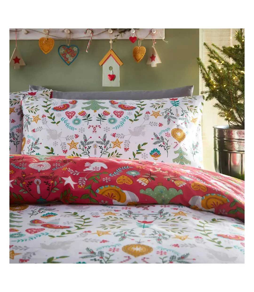 Scandi festive christmas duvet cover set multicoloured Furn