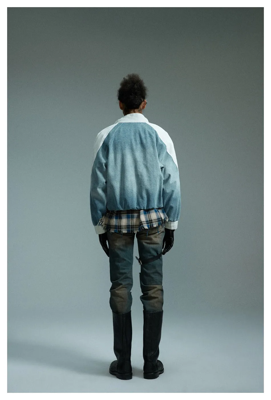 Skyline Stride | Patchwork Denim Track Jacket