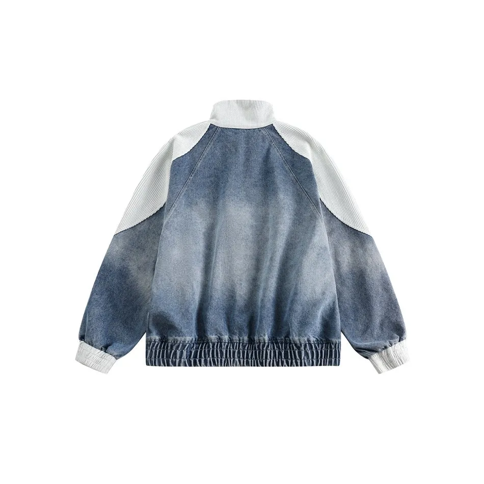 Skyline Stride | Patchwork Denim Track Jacket