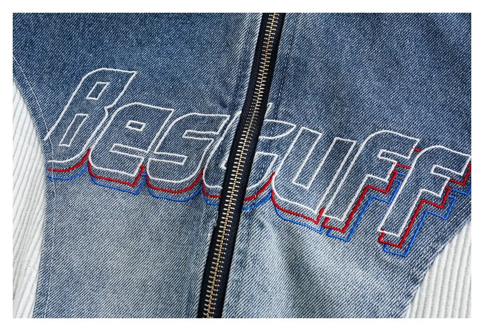 Skyline Stride | Patchwork Denim Track Jacket