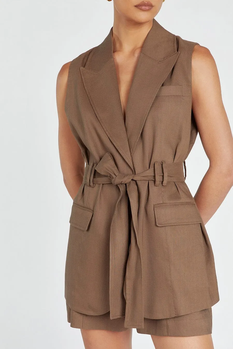 SLOAN COCO SLEEVELESS LINEN BLEND VEST