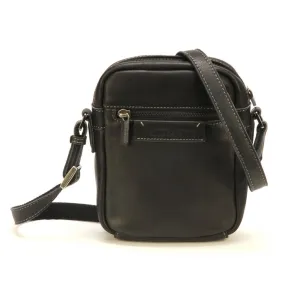 Small black men's leather crossbody bag 2028-09