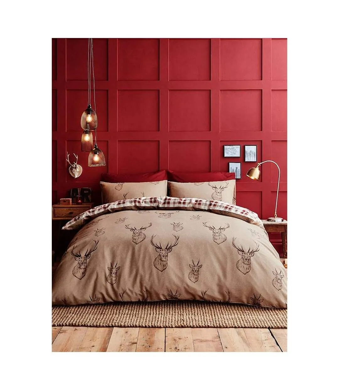 Stag duvet cover set beige/cream/red Catherine Lansfield