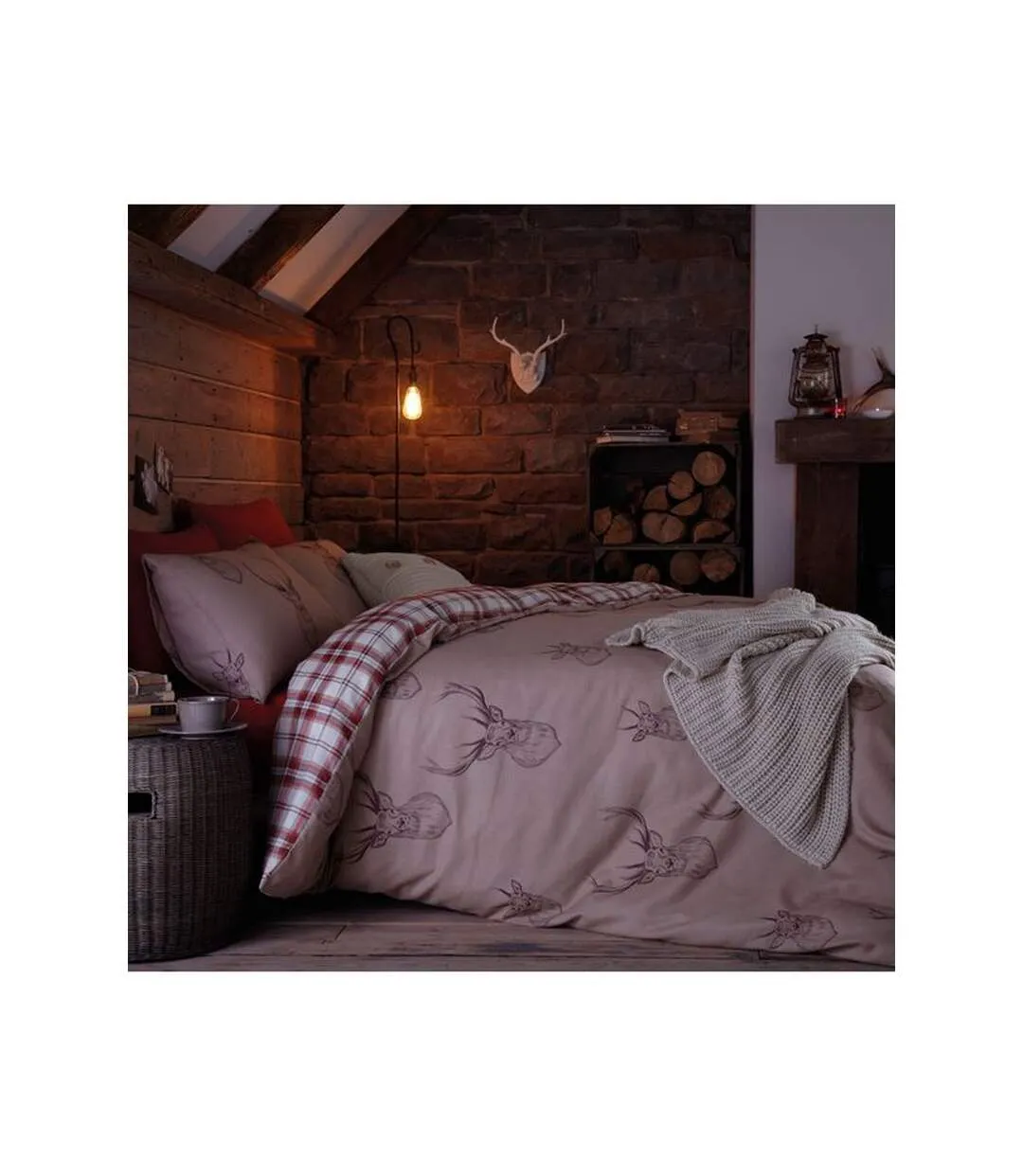 Stag duvet cover set beige/cream/red Catherine Lansfield