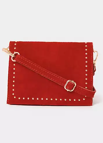 Studded Mini Crossbody Flap Front Suede Bag by Joe Browns | Look Again