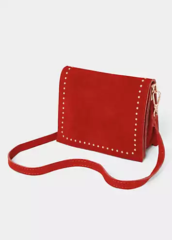 Studded Mini Crossbody Flap Front Suede Bag by Joe Browns | Look Again