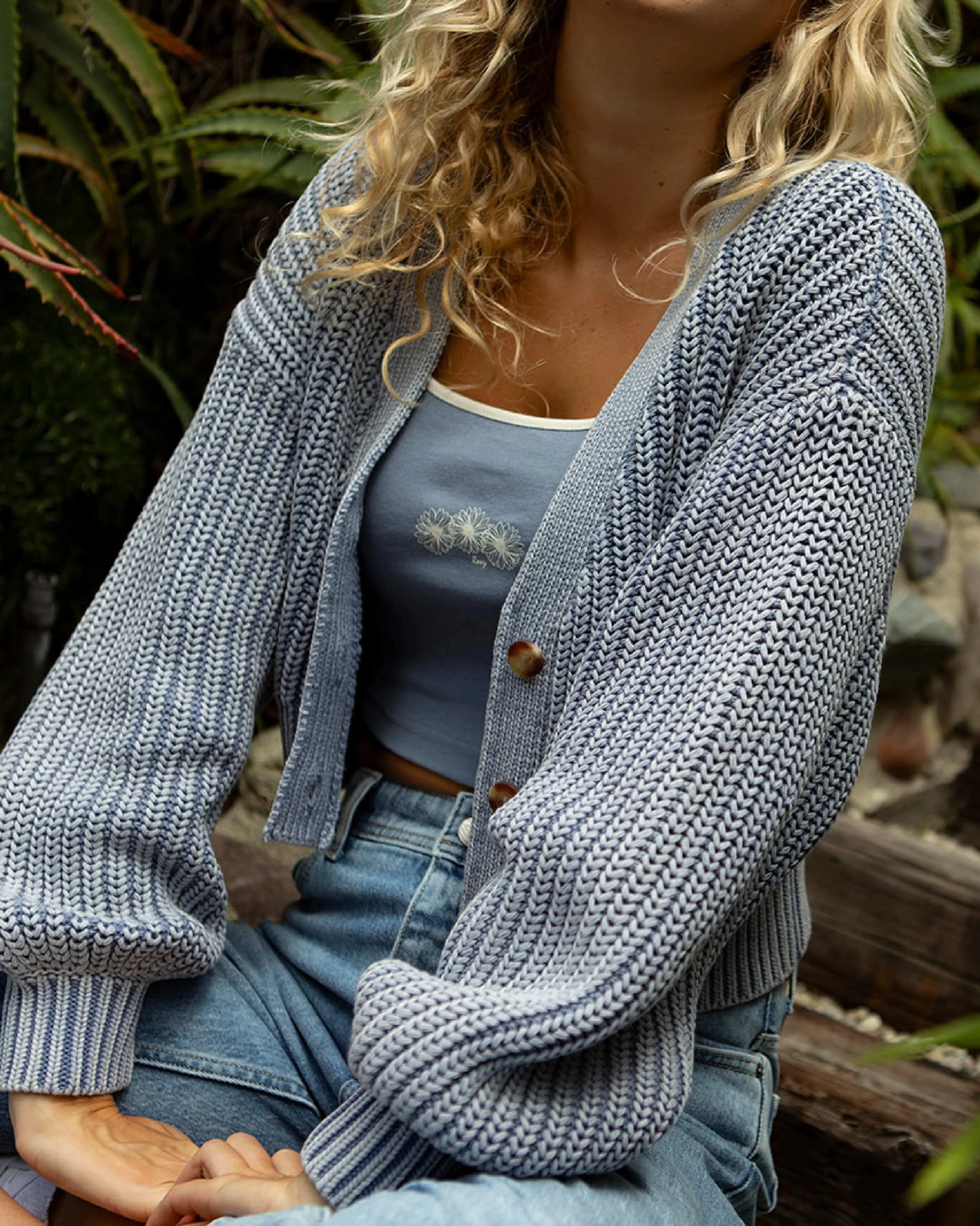 Sundaze Washed Cardigan - Infinity Blue