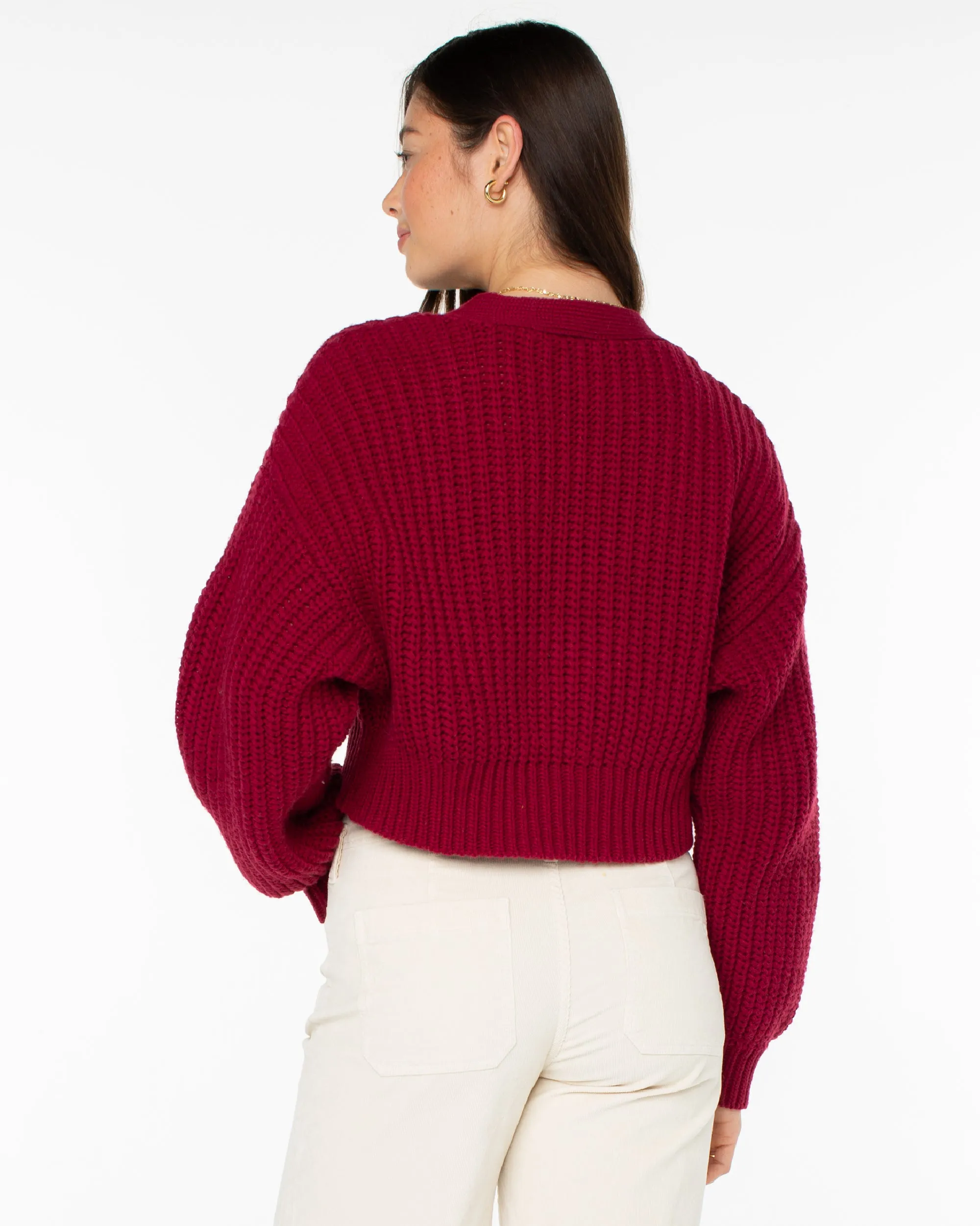 Sundaze Washed Cardigan - Rumba Red