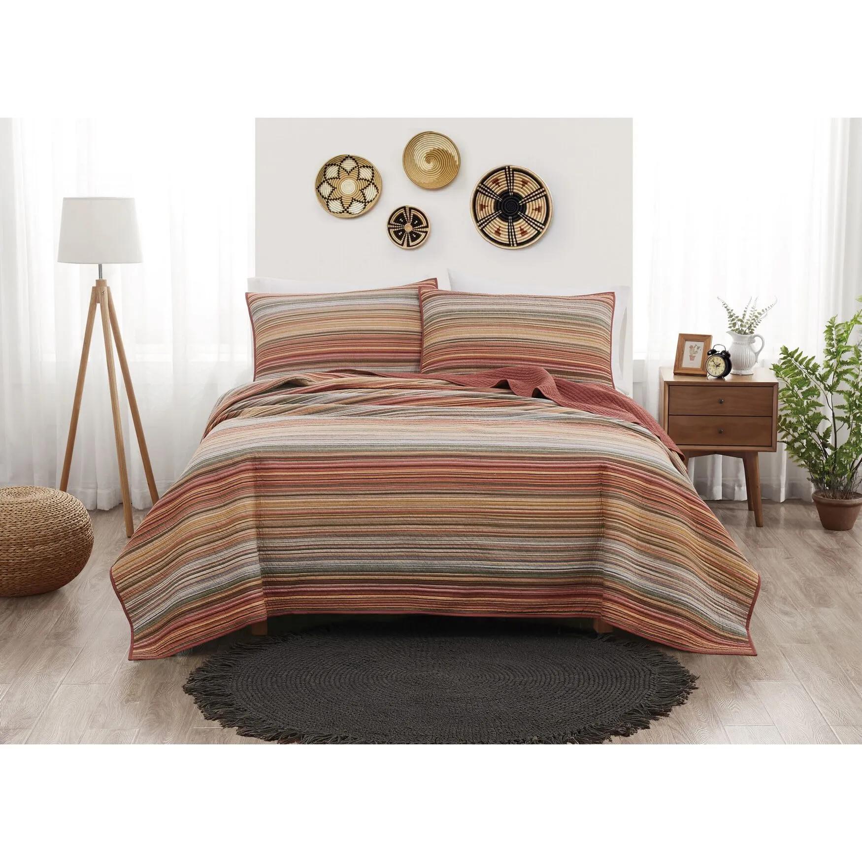 Sunset Stripe Yarn Dye 3 Piece Quilt Set