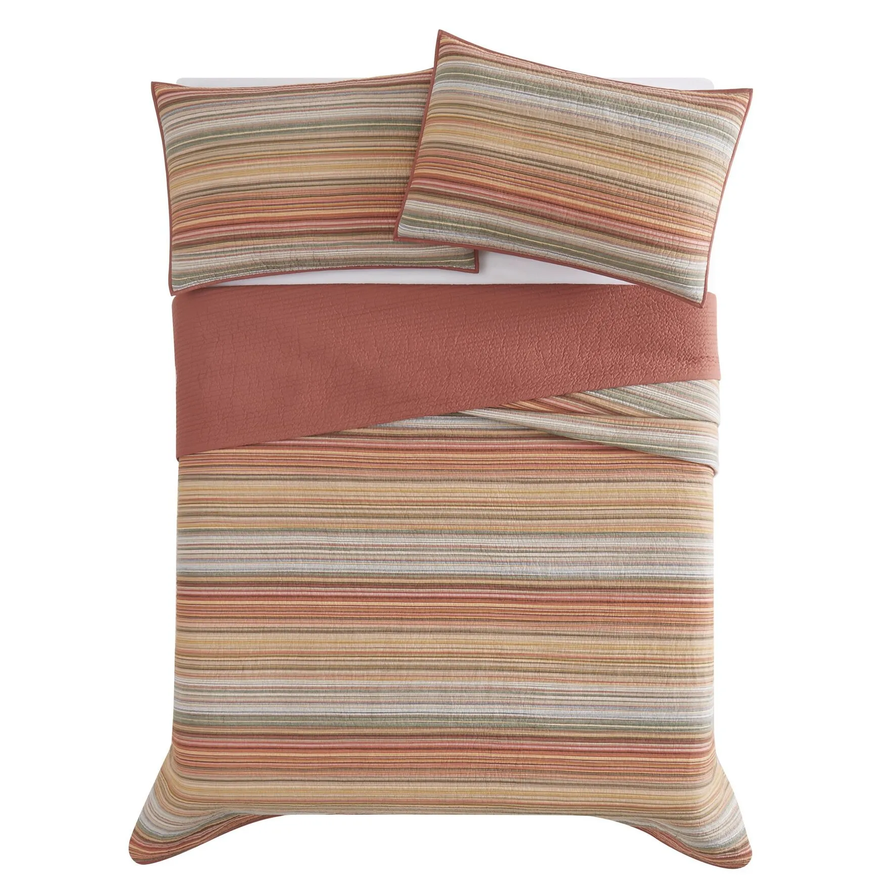 Sunset Stripe Yarn Dye 3 Piece Quilt Set