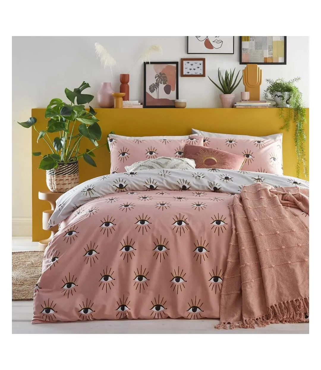 Theia eyes duvet cover set blush Furn