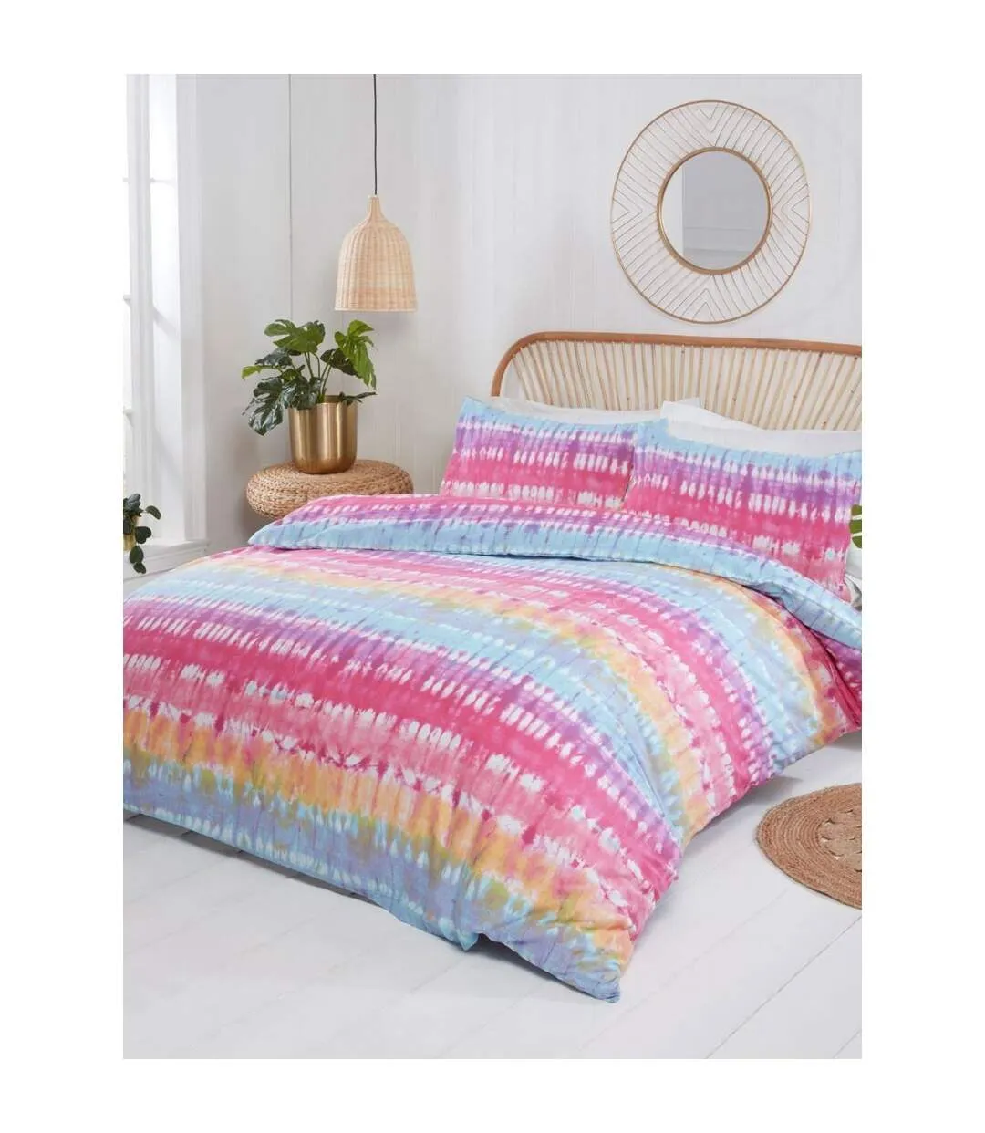 Tie dye duvet cover set blue/pink/yellow Rapport