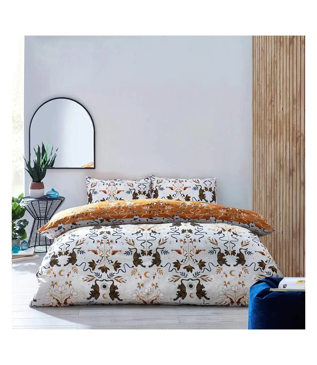 Tiger fish botanical duvet cover set multicoloured Furn