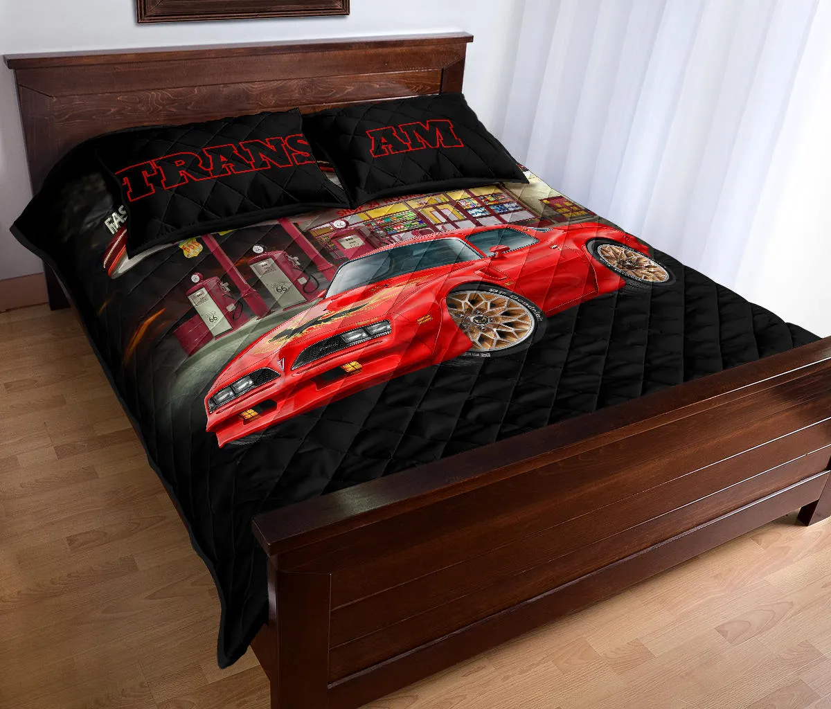 Trans Am Gas Station Route 66 Car Art Quilt Set