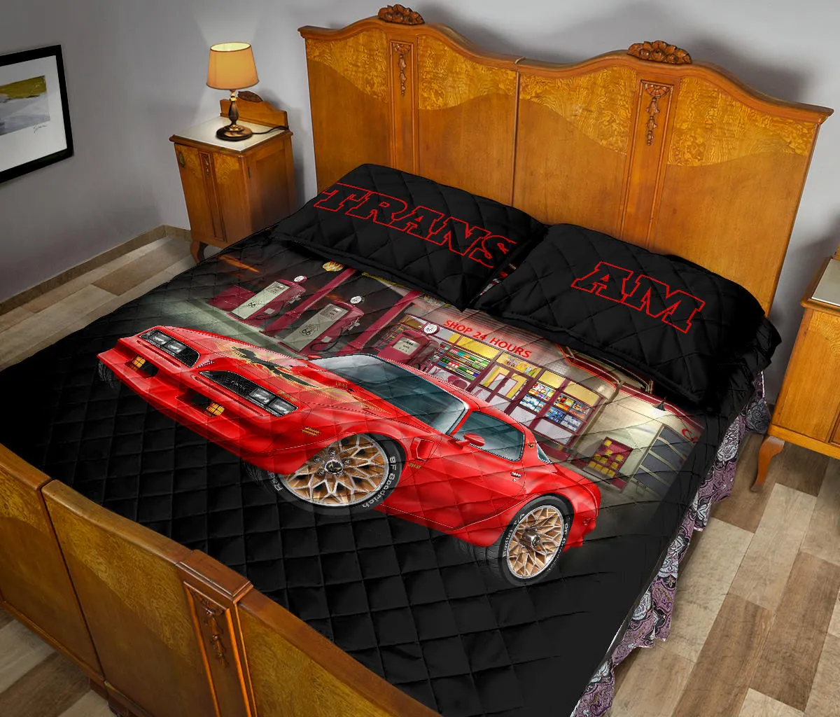 Trans Am Gas Station Route 66 Car Art Quilt Set