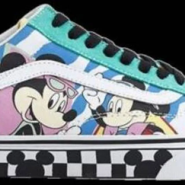 Vans x Disney Old Skool 80s Mickey Pink Teal Checkerboar...