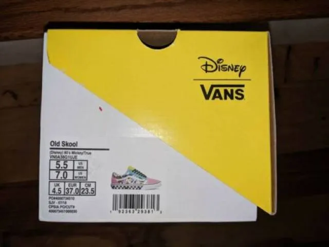 Vans x Disney Old Skool 80s Mickey Pink Teal Checkerboar...