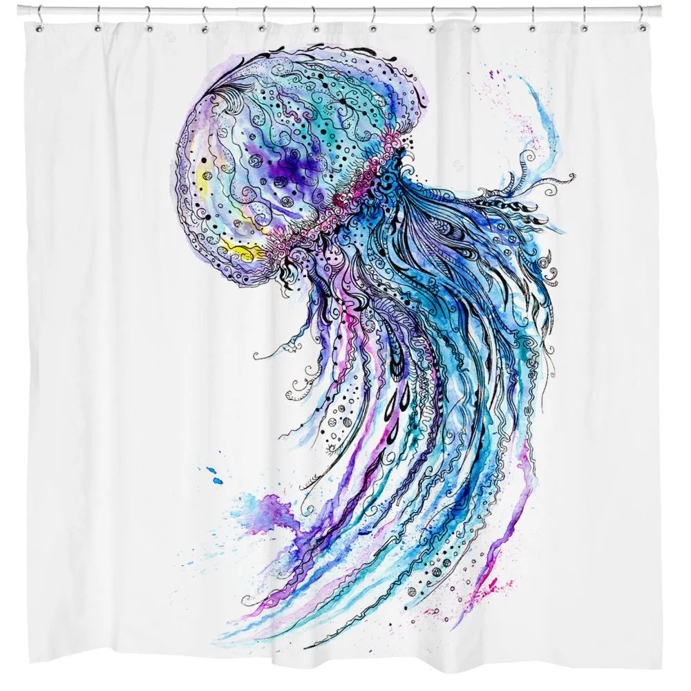 Watercolor Jellyfish Shower Curtain