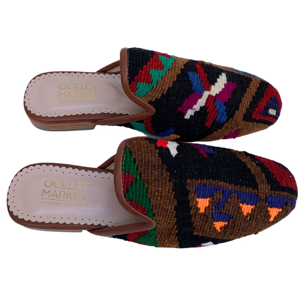 Women's Turkish Kilim Mules | Multicolor Pattern