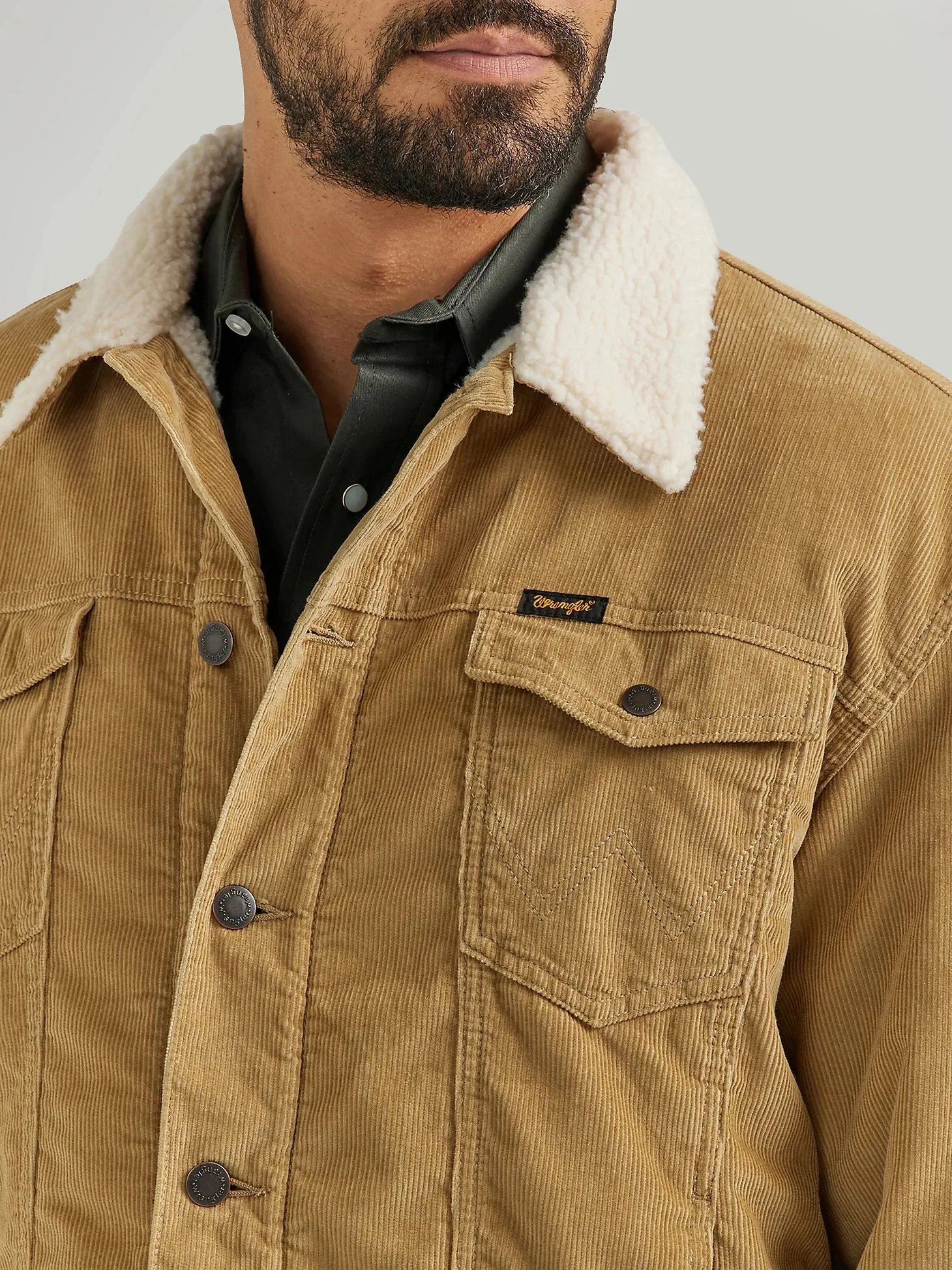 Wrangler Cowboy Cut Sherpa Lined Corduroy Jacket in Wheat | 112352872