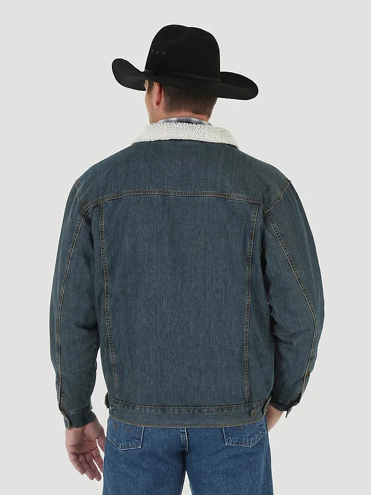 Wrangler Western Sherpa Lined Denim Trucker Jacket in Rustic | 74256RT