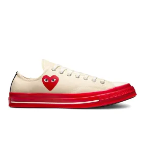 X CDG PLAY CHUCK TAYLOR LOW OFF WHITE / RED | Bodega