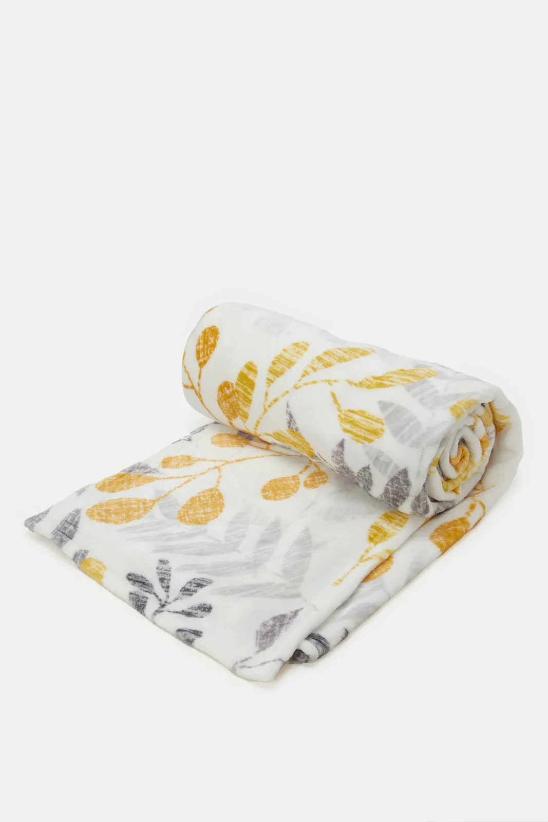 Yellow Floral Printed Blanket (Single Size)