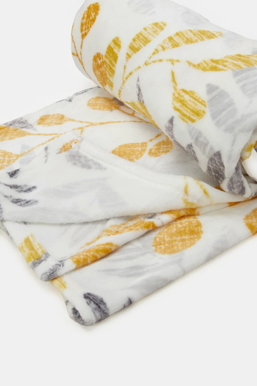 Yellow Floral Printed Blanket (Single Size)