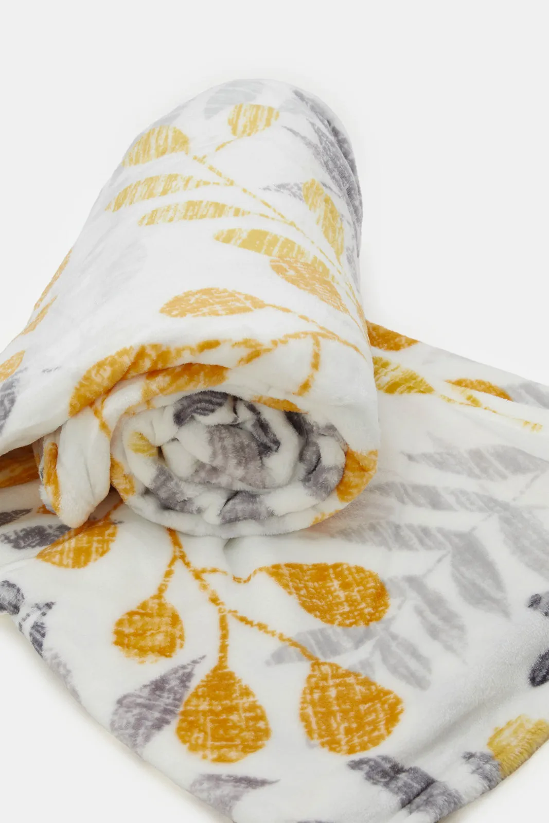 Yellow Floral Printed Blanket (Single Size)