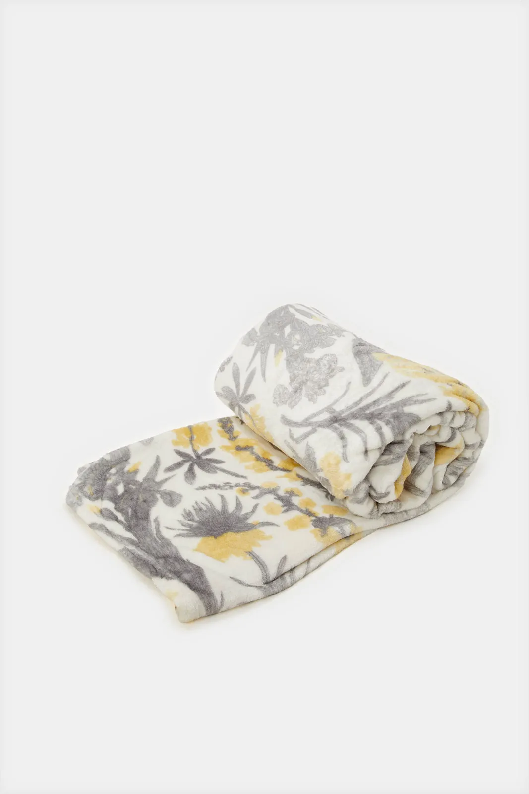 Yellow Leaves Printed Flannel Blanket (Double Size)